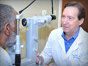 Orlando Eye Doctor Donald Centner, M.D. performs an eye exam